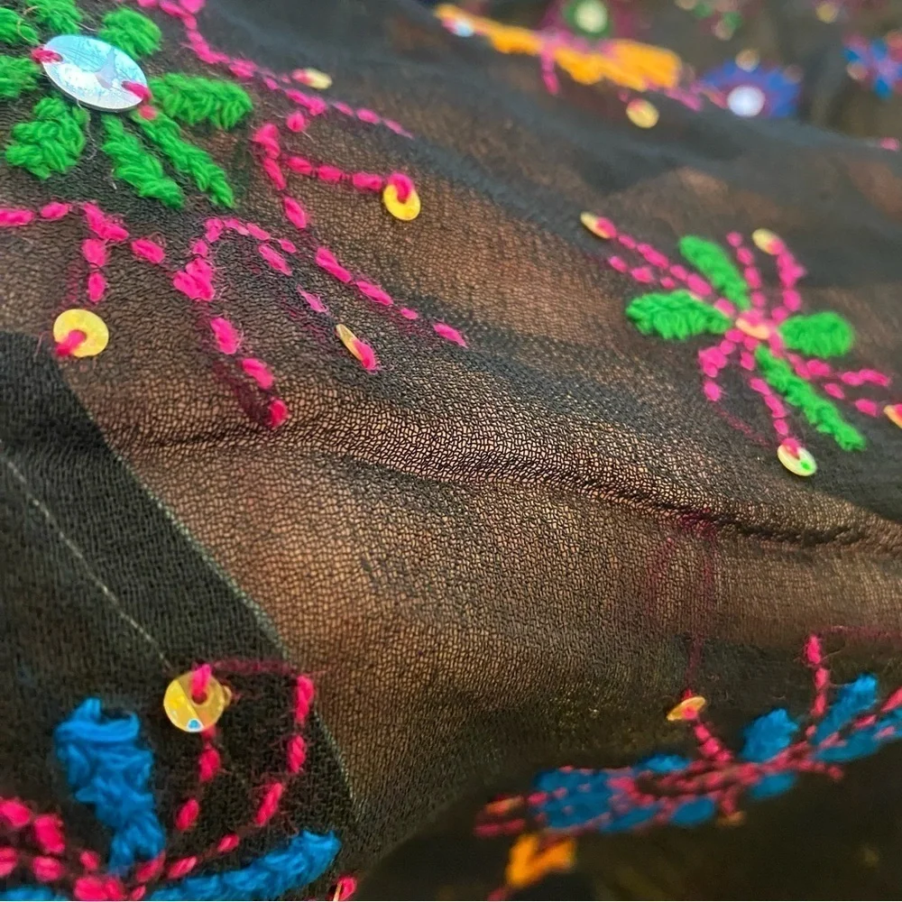 Anthropologie Raj Women’s Silk Infinity Scarf Embroidered Sequin Colorful New